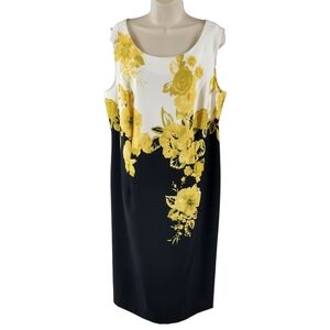Maya Brooke Floral Yellow and Black Sleeveless Dress
